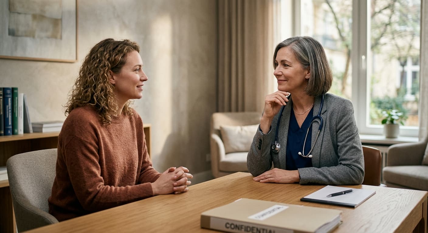 Doctor and patient during a private medical consultation