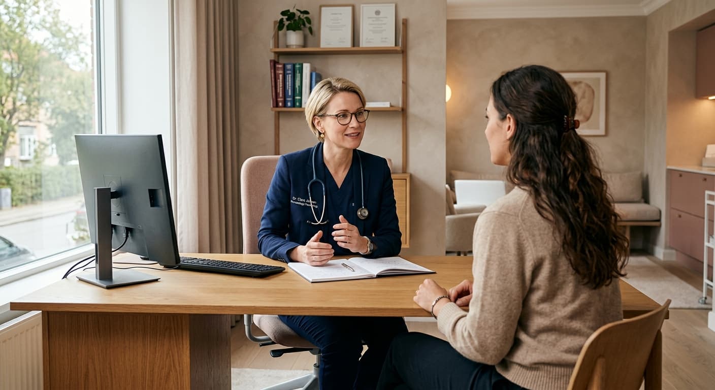 Private medical consultation in a modern clinical environment